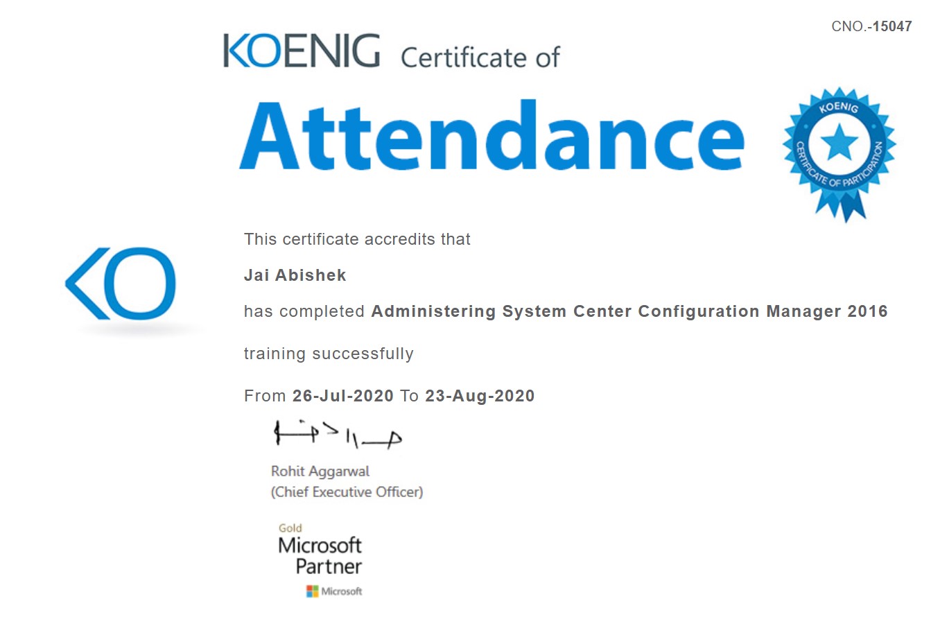 20703-1 SCCM training badge